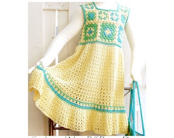 Granny Square summer Dress - Crochet Pattern -Toddler Girl - Instant Download Pdf