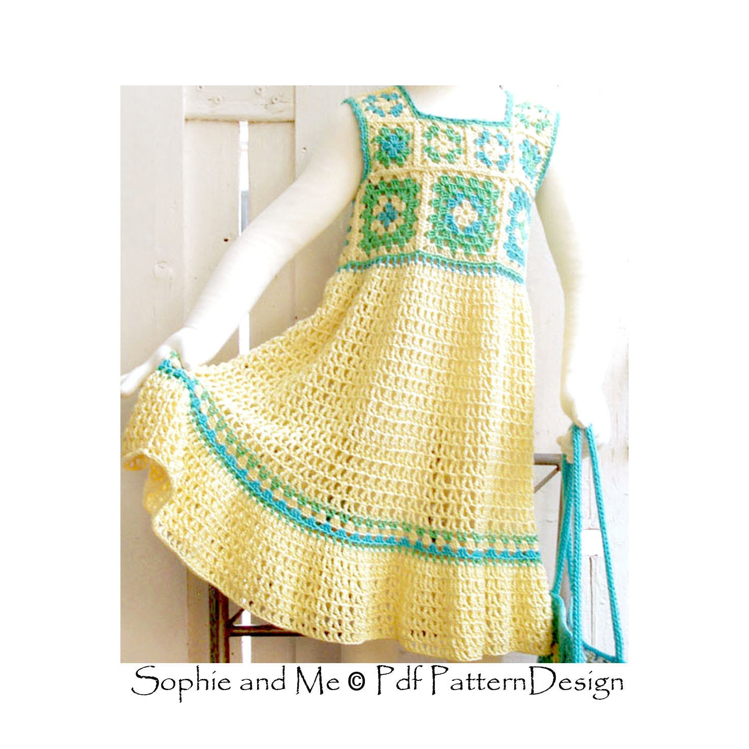 Granny Square Summer Dress - Crochet Pattern -toddler Girl