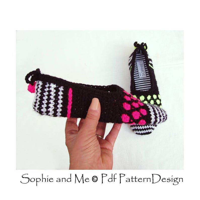 Gems and Stripes Slippers Crochet Pattern Instant Download Pdf image 3