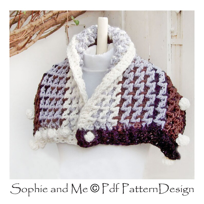 Arctic Shawl with Pom-Poms Crochet pattern Instant Download Pdf image 9