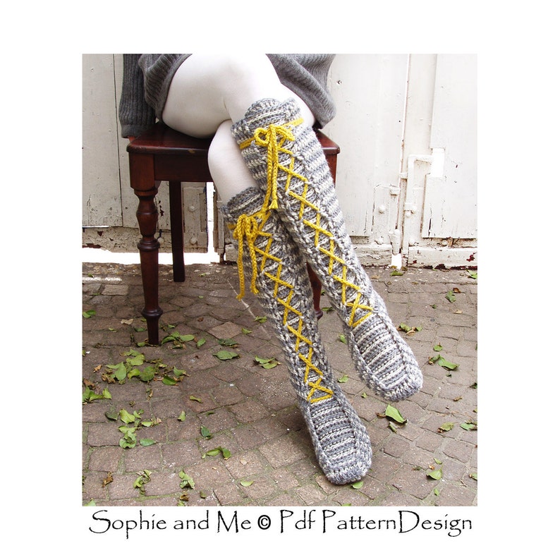 Knee-High Laced Socks Crochet Pattern Instant Download image 7