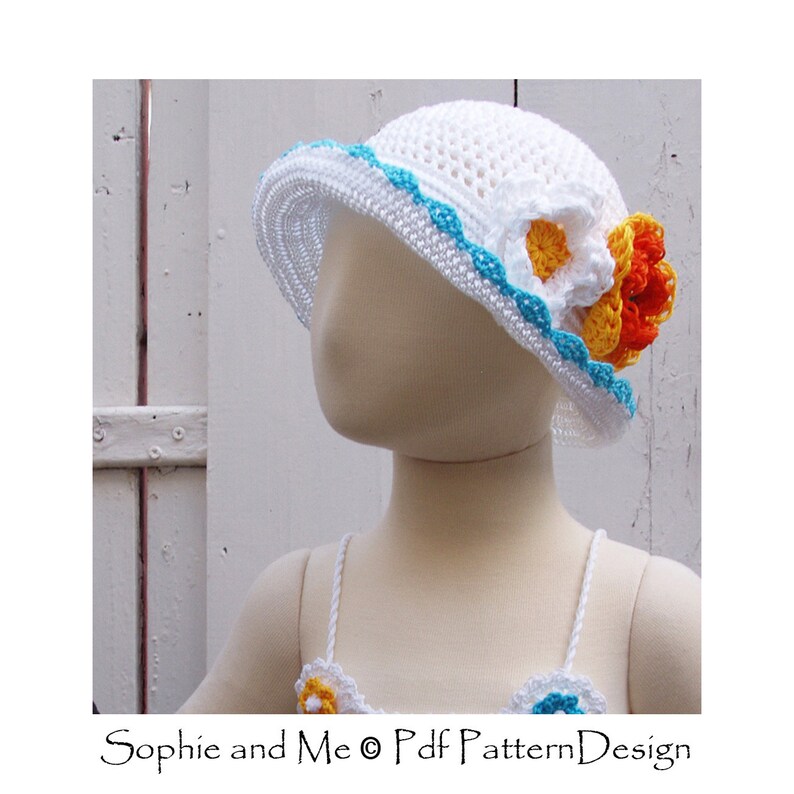 Sun Hat with Bow or Flowers Baby to Adult Crochet Pattern Instant Download Pdf image 5