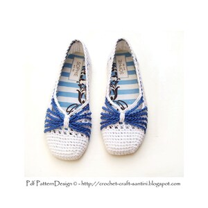 Blue Bow Slippers Crochet Pattern Instant Download Pdf image 6