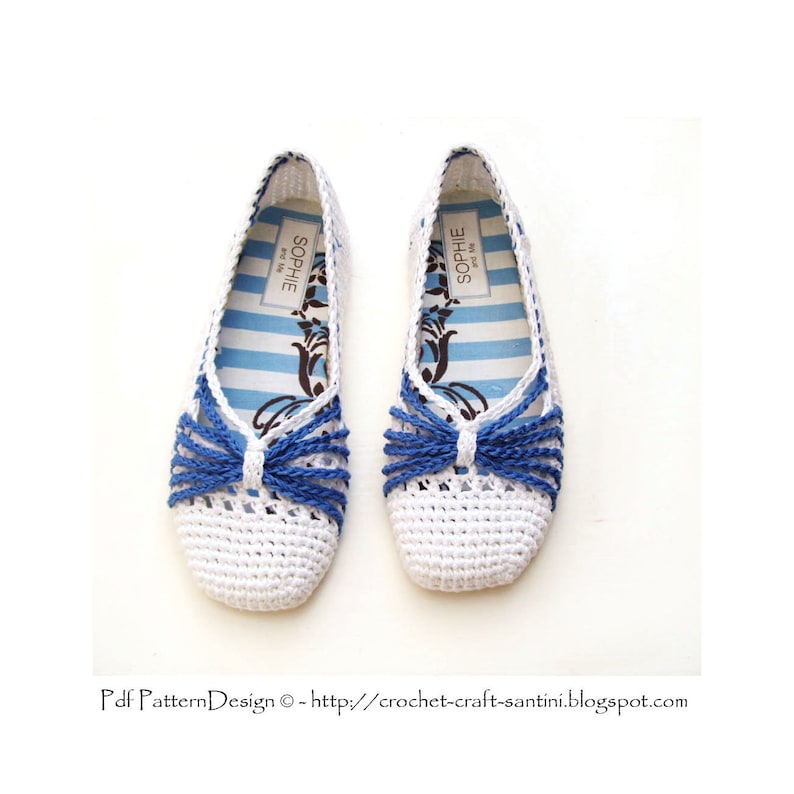 Blue Bow Slippers Crochet Pattern Instant Download Pdf image 6