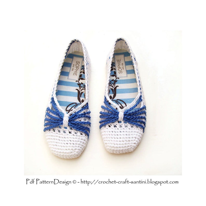 Blue Bow Slippers Crochet Pattern Instant Download Pdf Etsy
