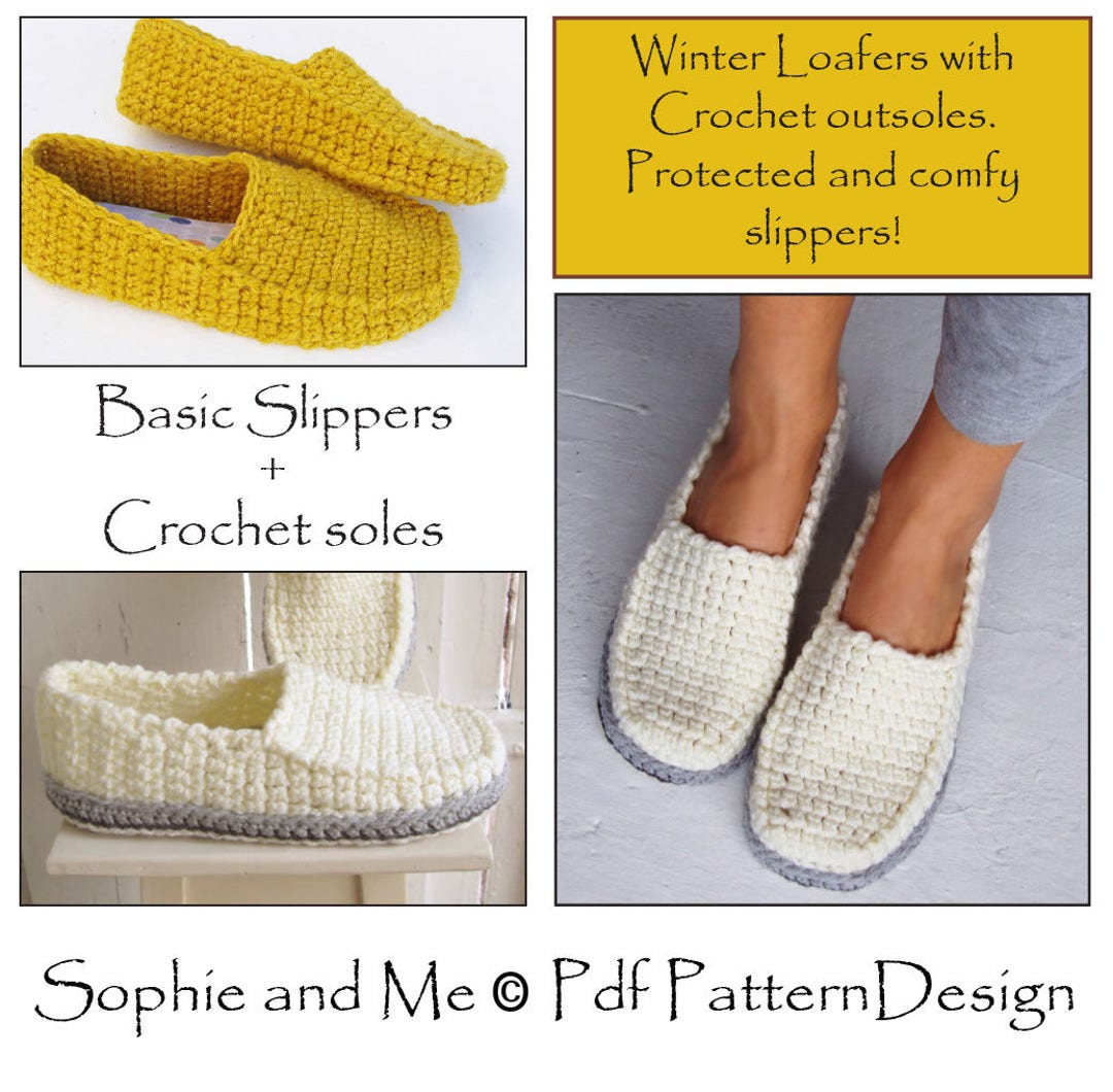 E-book for Winter Loafers Slippers Crochet-soles Instant Download Pdf
