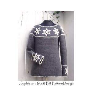 Nordic Snowflake Sweater Crochet Pattern Instant Download Pdf image 3