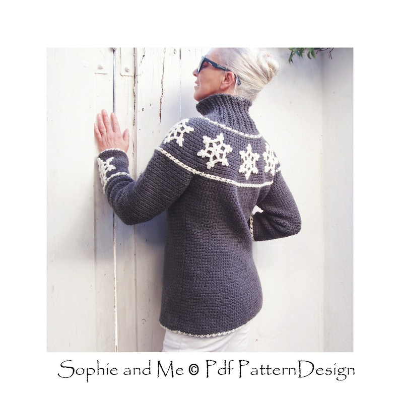 Nordic Snowflake Sweater Crochet Pattern Instant Download Pdf image 1