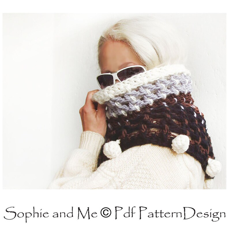 Arctic Shawl with Pom-Poms Crochet pattern Instant Download Pdf image 5