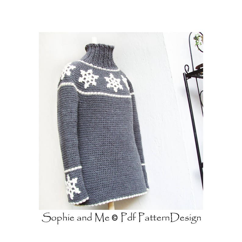 Nordic Snowflake Sweater Crochet Pattern Instant Download Pdf image 5