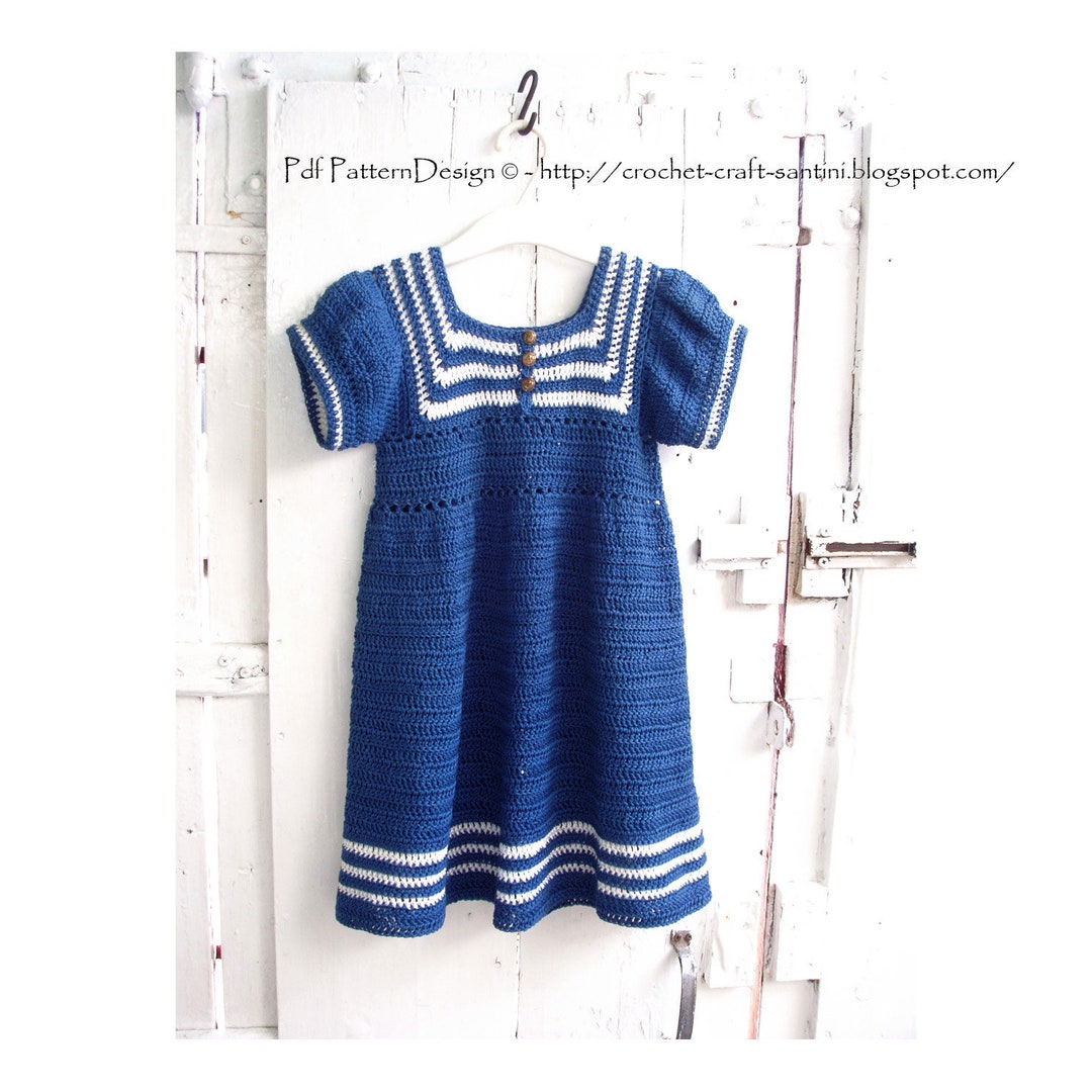 SAILOR Crochet DRESS for Little Marine Girl Pattern - Etsy