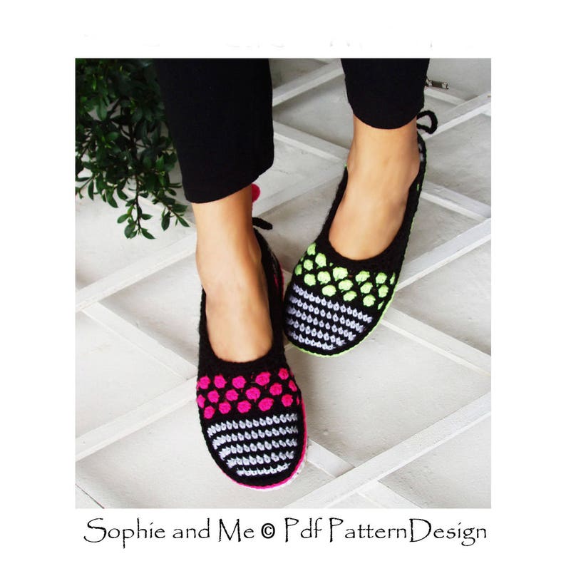 Gems and Stripes Slippers Crochet Pattern Instant Download Pdf image 10