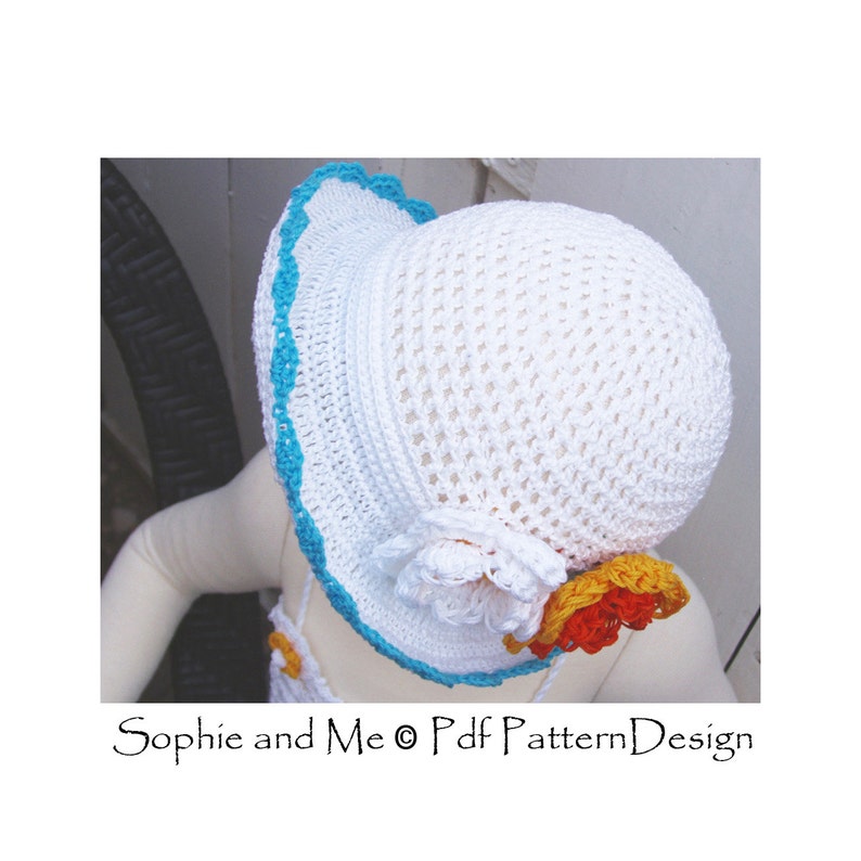 Sun Hat with Bow or Flowers Baby to Adult Crochet Pattern Instant Download Pdf image 3