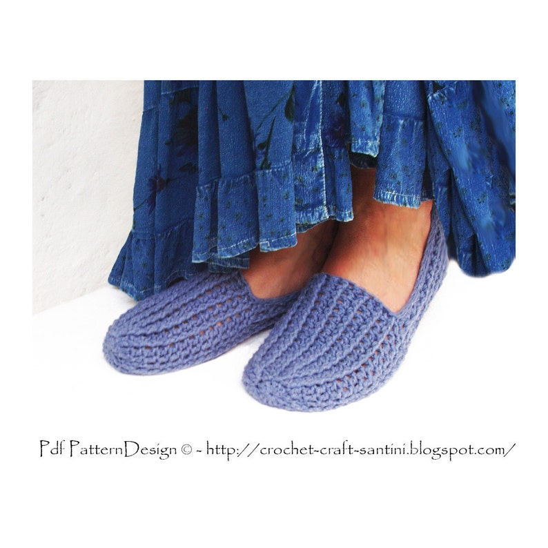 Denim ribbed Loafers CROCHET PATTERN Instant Download image 3