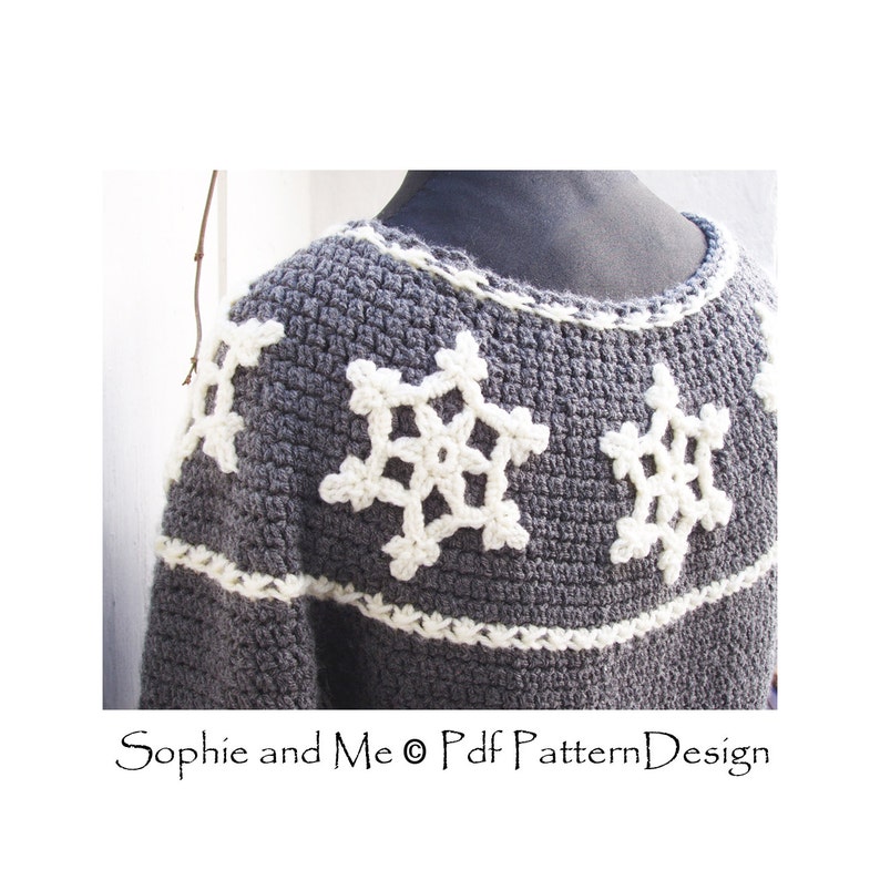 Nordic Snowflake Sweater Crochet Pattern Instant Download Pdf image 10