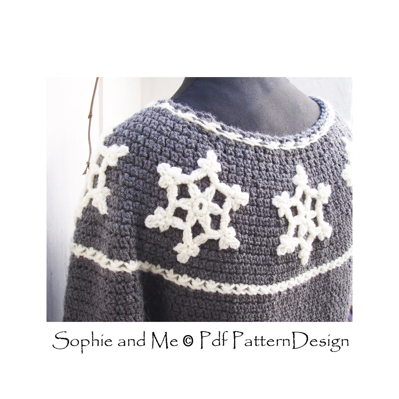 Nordic Snowflake Sweater Crochet Pattern Instant Download Etsy
