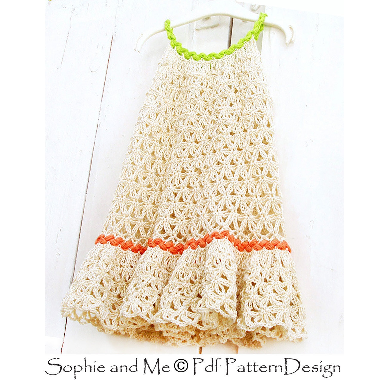 Vestido de crochet con flores y encaje de cadena para ninas Descarga instantanea en PDF Etsy Mexico