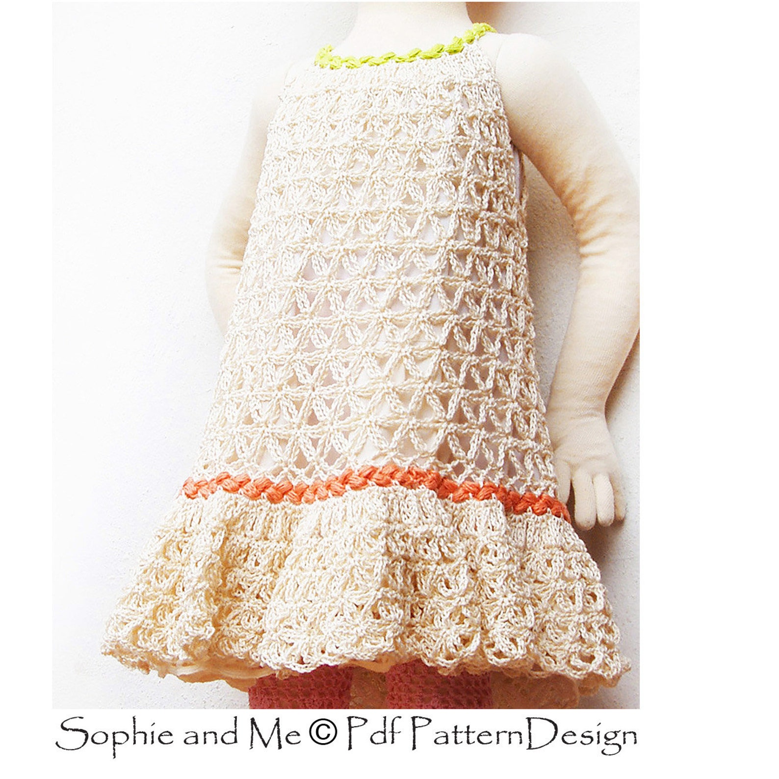 ChainLace Flower Crochet Dress for little Girls Instant Etsy