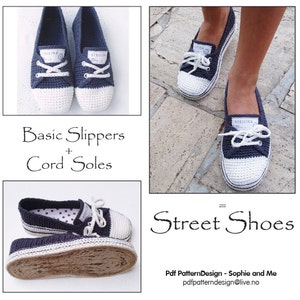 E-Book for Sneaker Classic Ballerina version Crochet Slippers - and Customized CORD-Soles - 2 patterns. Instant Download