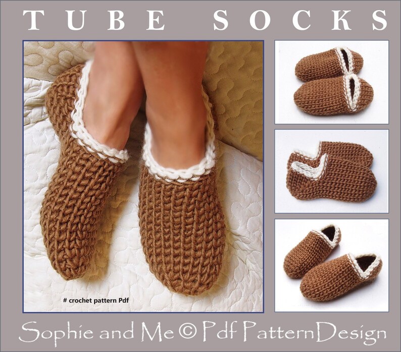 Chunky Tube Slipper-Socks Crochet Pattern Instant Download Pdf image 6