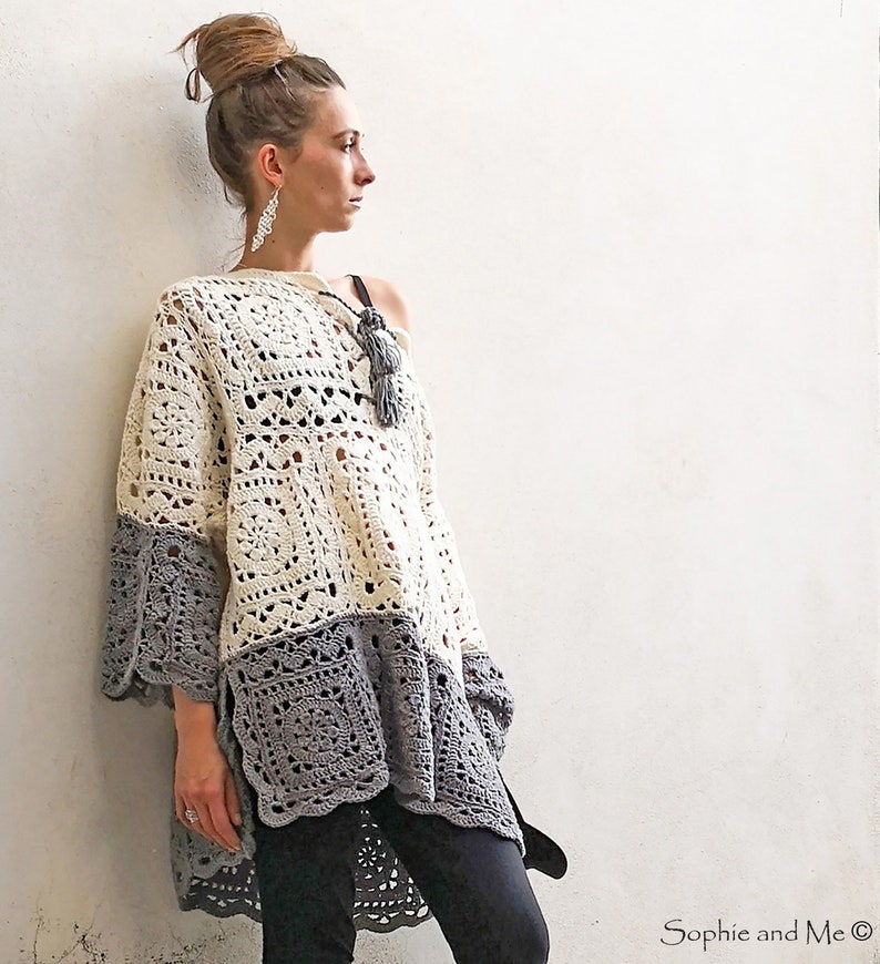 Ravenna Poncho-Sweater Crochet Pattern Instant Download Pdf image 1