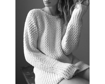 Basket Weave Sweater  - Crochet Pattern - Instant Download Pdf