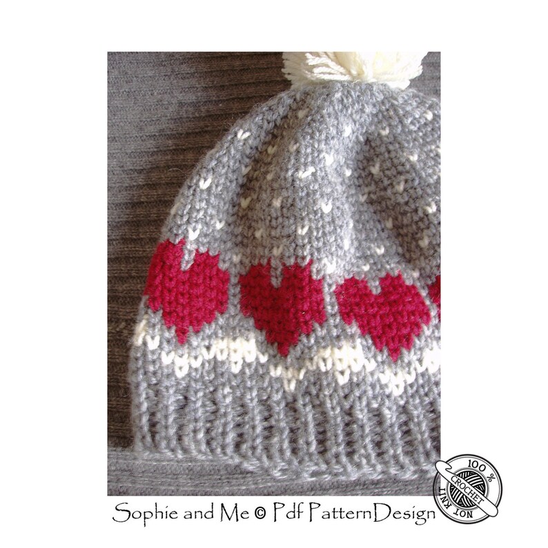 Snow Heart Cap Crochet Pattern Instant Download
