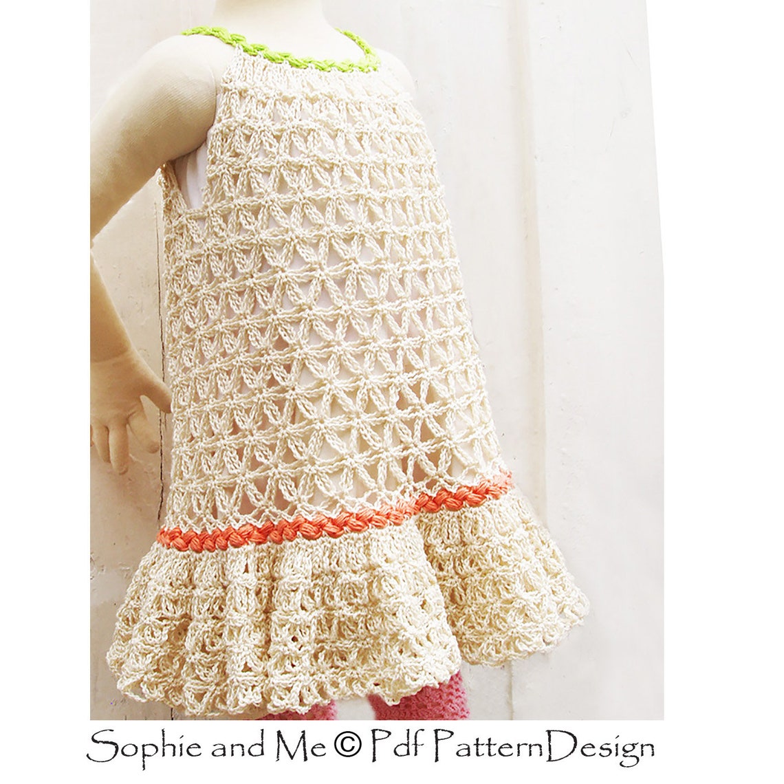 ChainLace Flower Crochet Dress for little Girls Instant Etsy