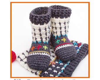 Fair Isle Sock-Boots for Kids - Crochet Pattern - Instant Download Pdf