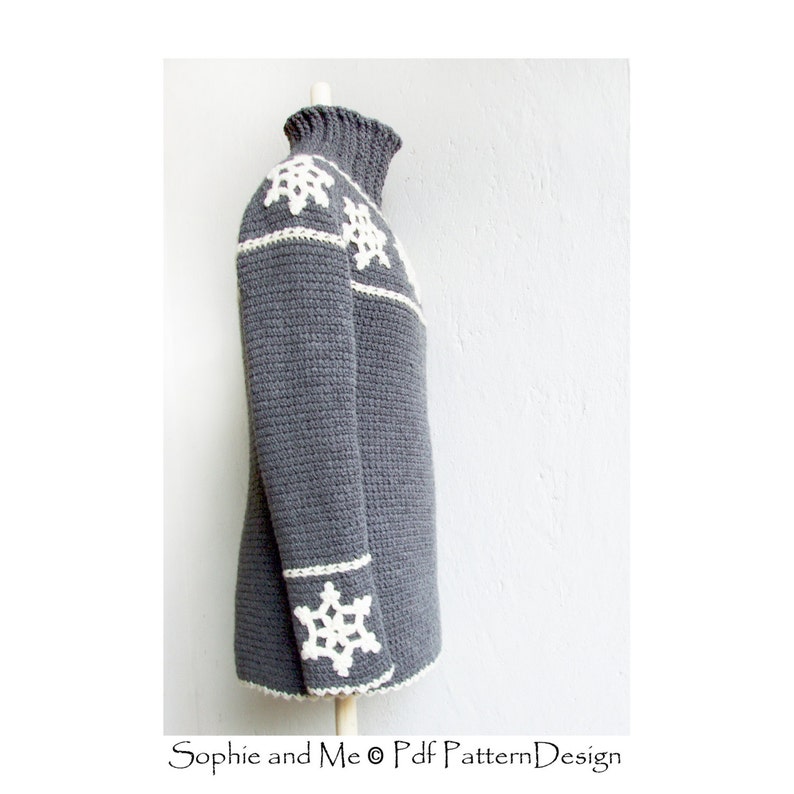 Nordic Snowflake Sweater Crochet Pattern Instant Download Pdf image 4