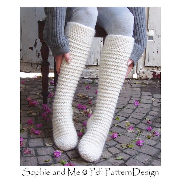 North Pole Knee-High Socks Crochet Pattern - Instant Download Pdf