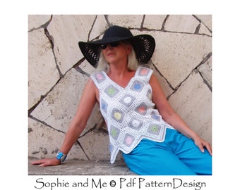 Granny Dot in Square Top - Crochet Pattern - Instant Download Pdf