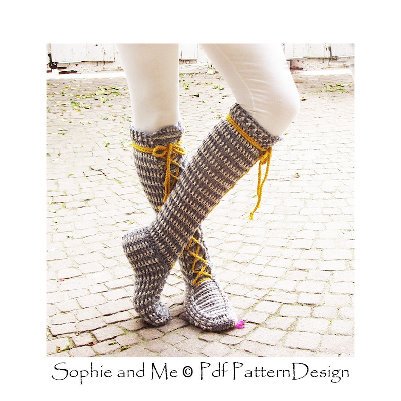 Knee-High Laced Socks Crochet Pattern Instant Download image 5