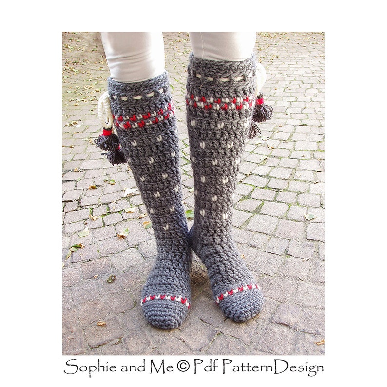 Lillehammer Knee-High Socks Crochet Pattern Instant Download Pdf image 1