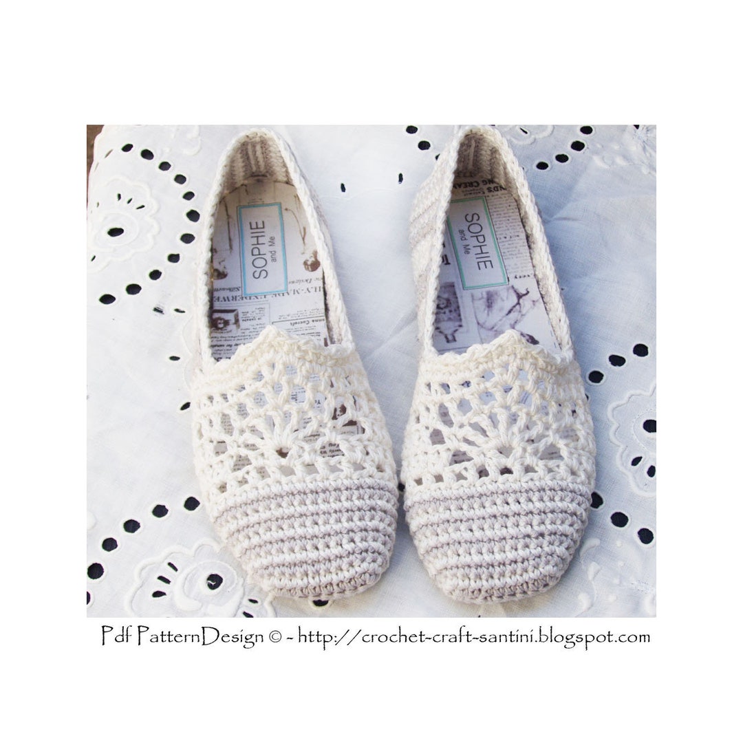 Lace and Stripe Slippers/espadrilles Basic Slipper Crochet Pattern Istant Download