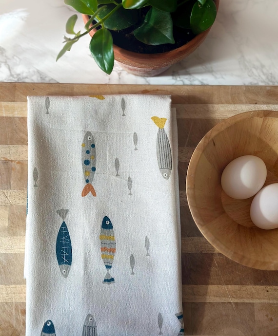 Nordic Fish Tea Towel: Cotton Kitchen Decor