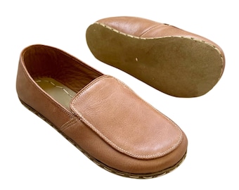 Handmade Leather Grounding Shoes for Men: Light Brown Barefoot Earthing Sandals