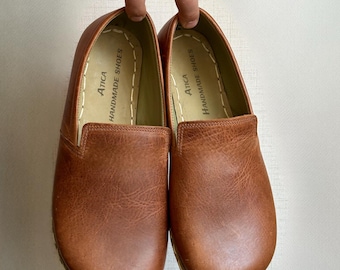 Womens Handmade Leather Grounding Shoes - Crazy Brown - Barefoot Earthing Sandals - Zero Drop Minimalist Footwear