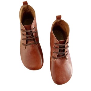 Womens Handmade Leather Grounding Boots |  | Barefoot Boots | Antique Brown