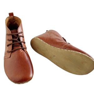Womens Handmade Leather Grounding Boots |  | Barefoot Boots | Antique Brown