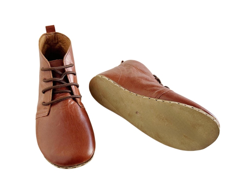 Womens Handmade Leather Grounding Boots |  | Barefoot Boots | Antique Brown