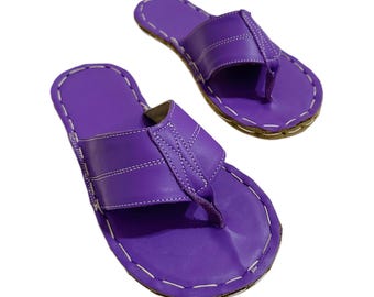 Handmade Purple Leather Grounding Sandals | Natural Traveler Footwear for Men