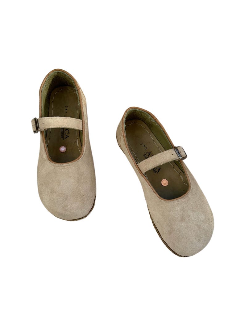 NEW! Women's Handmade Suede Leather Grounding Shoes - Barefoot Mary Jane Flats - Earthing Shoes