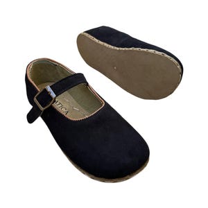NEW! Women's Handmade Black Suede Leather Grounding Shoes - Barefoot Mary Jane Flats - Earthing Shoes
