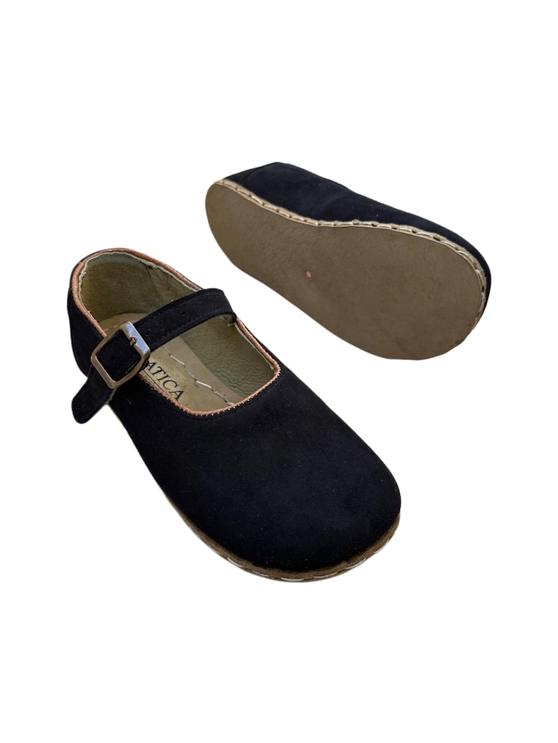 NEW! Women's Handmade Black Suede Leather Grounding Shoes - Barefoot Mary Jane Flats - Earthing Shoes