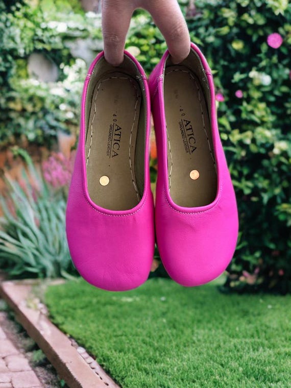 NEW! Handmade Leather Grounding Sandals: Soft Sole Barefoot Shoes / Pink