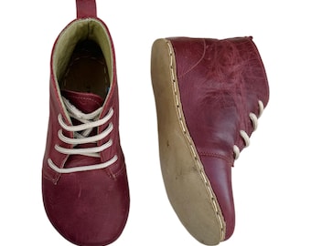 Botas de tierra burdeos para mujer - Zapatos descalzos de cuero hechos a mano