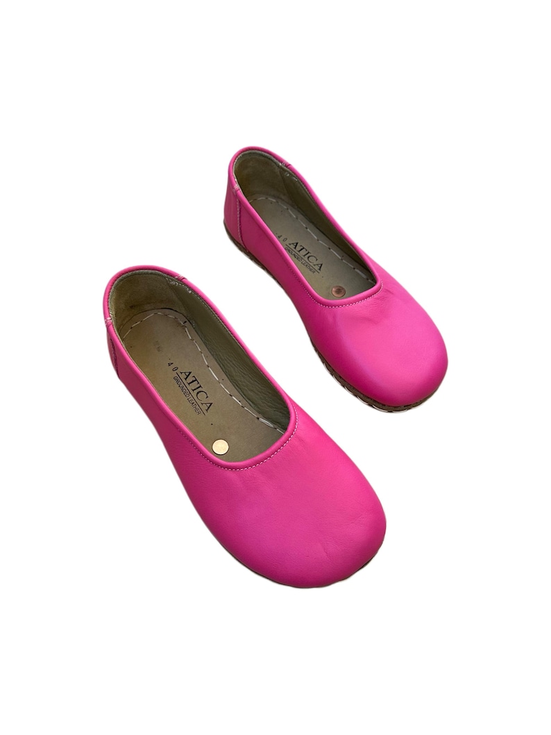 Handmade Leather Grounding Sandals: Soft Sole Barefoot Shoes / Pink