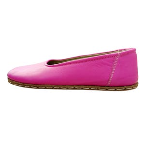 Handmade Leather Grounding Sandals: Soft Sole Barefoot Shoes / Pink