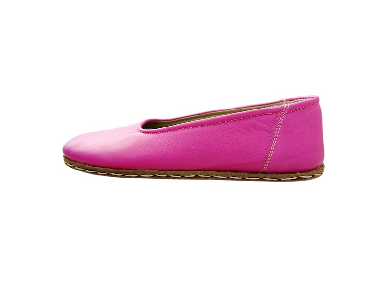 Handmade Leather Grounding Sandals: Soft Sole Barefoot Shoes / Pink
